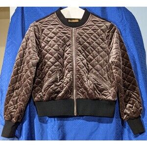 LF Katsumi Women's Bomber Jacket ~ Size 8 (U.S.) ~ Bronze Quilted Velvet